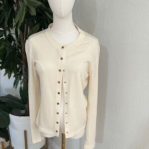 Balenciaga Cream Snap front Cardigan, Size XL, NWOT.
